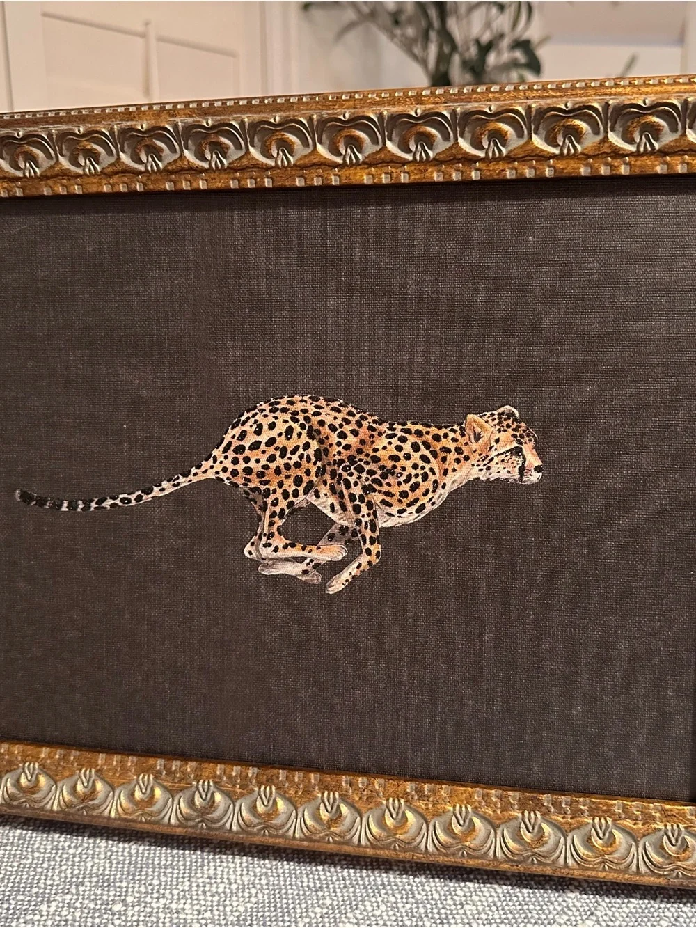14x11 cheetah wild art print with glitter embellishment beautiful frame